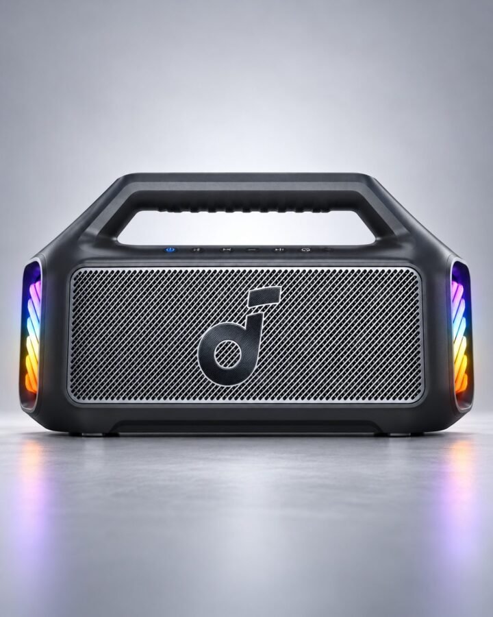 Altavoz Soundcore Boom 2 negro con luces LED laterales (imagen ilustrativa)